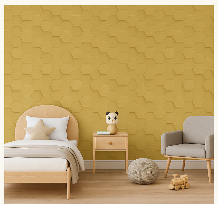 Tapete kinderzimmer realistische goldwaben - TenStickers