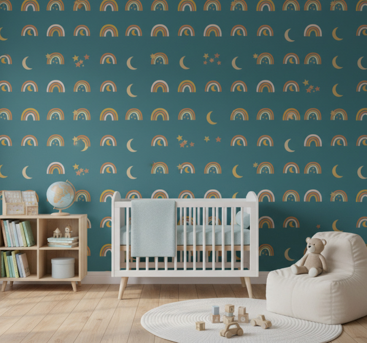 Tapete kinderzimmer regenbögen und sterne - TenStickers