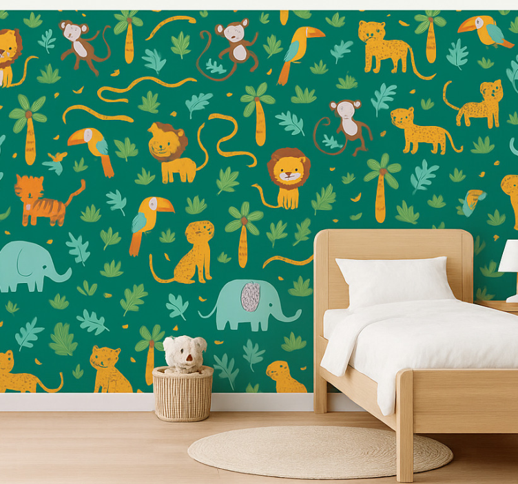 Tapete kinderzimmer süßes einfaches dschungeldesign - TenStickers