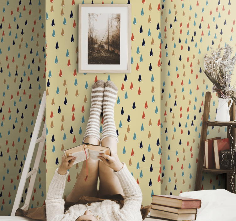 Geometrische Tapete regentropfen-motiv - TenStickers