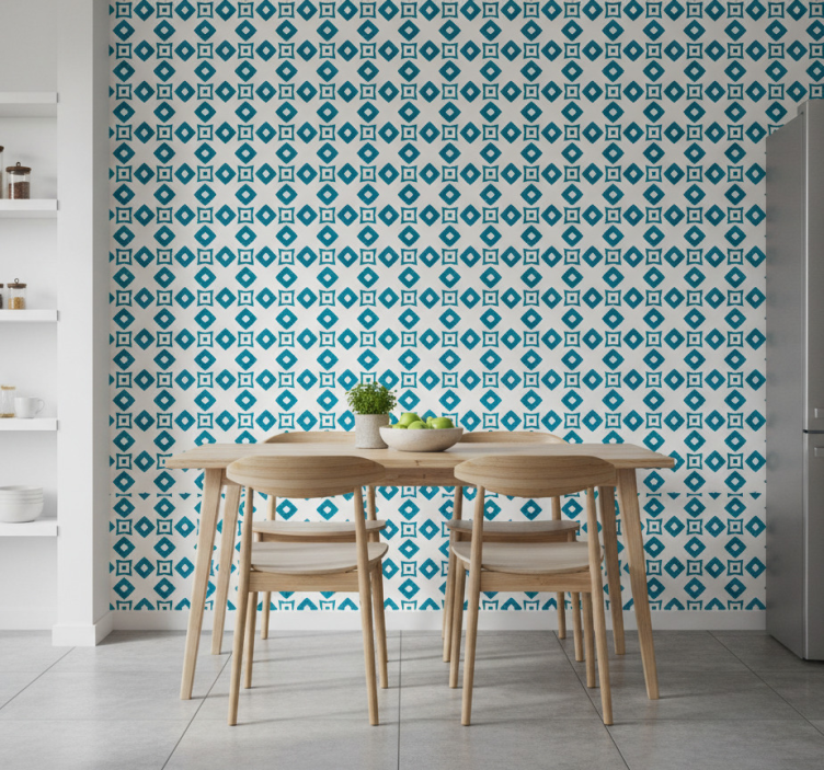Tapete küche geometrisches blaues muster - TenStickers