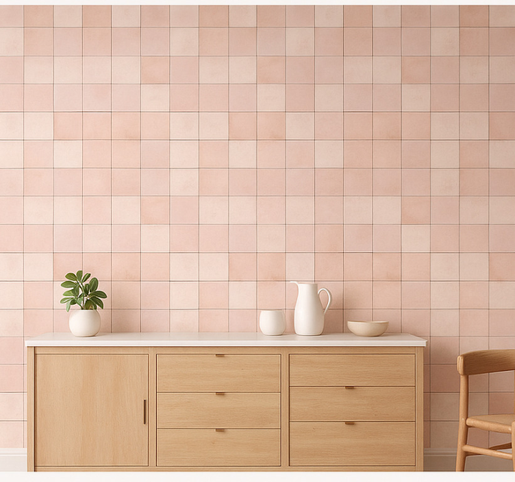 Tapete küche im rosa fliesenmuster - TenStickers