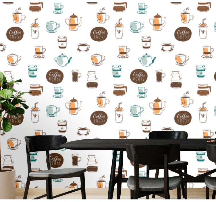 Tapete Küche kaffee-motiv-illustration - TenStickers