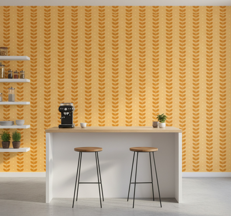 Tapete küche mit blättermuster - TenStickers