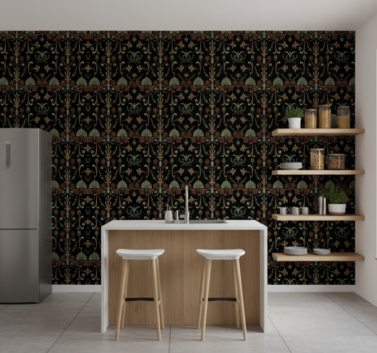 Tapete küche mit eleganten blattmotiven - TenStickers