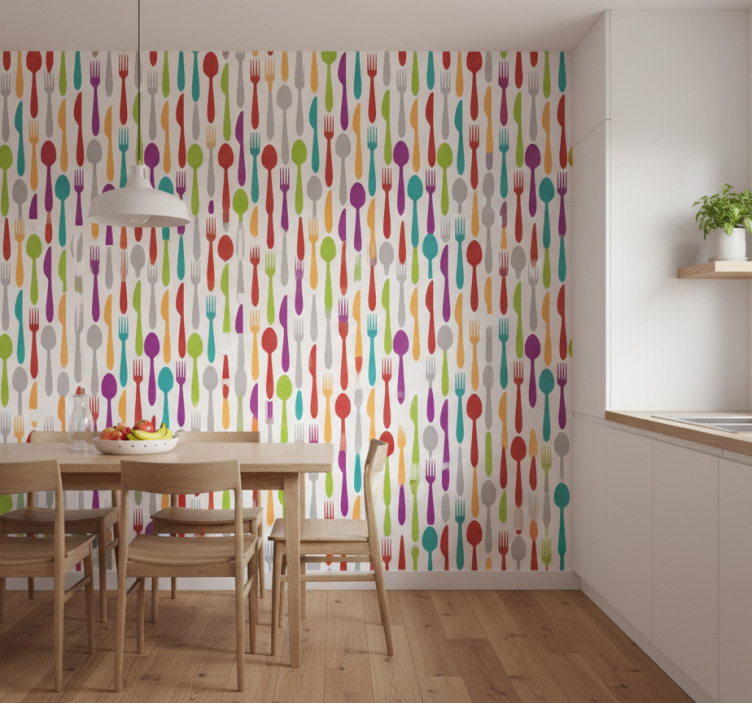 Tapete küche mit essgeschirr motiv - TenStickers
