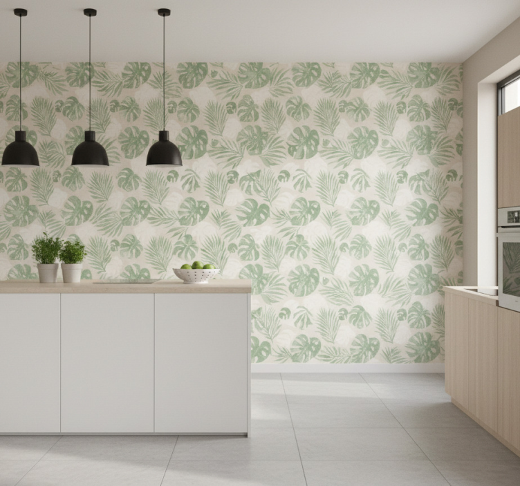 Tapete küche mit tropischen botanischen blättern - TenStickers