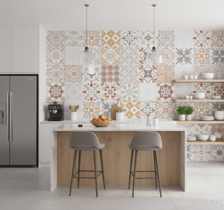 Tapete küche orange mosaik - TenStickers