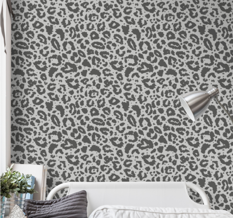 Tapete Leopard grauer druckstil - TenStickers