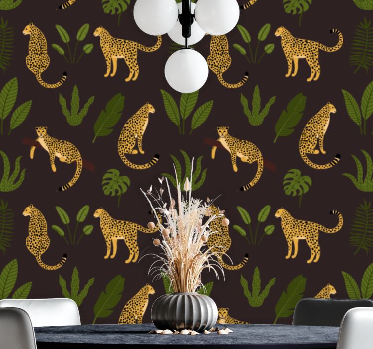 Tapete Leopard leoparden-laubmuster - TenStickers