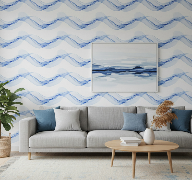 Tapete modern abstrakte blaue welle - TenStickers