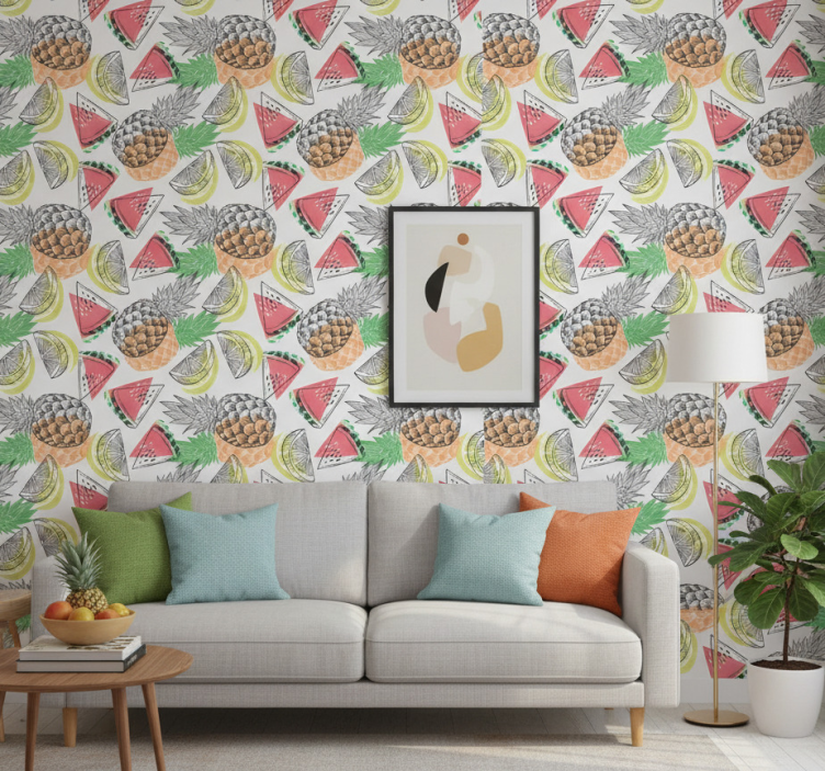 Tapete modern buntes muster mit sommerfrüchten - TenStickers