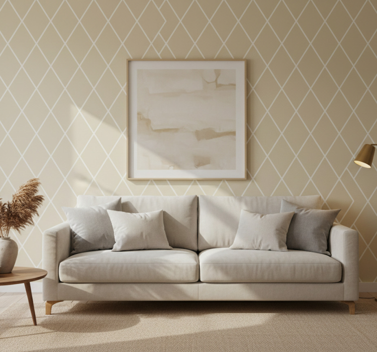 Tapete modern creme diamant minimalistisches muster - TenStickers