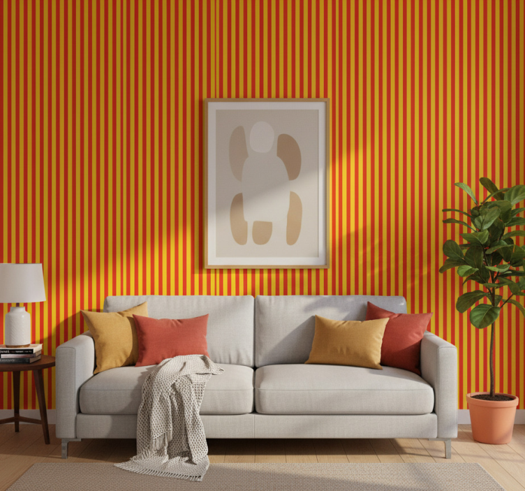 Tapete modern gelbe und rote streifen - TenStickers