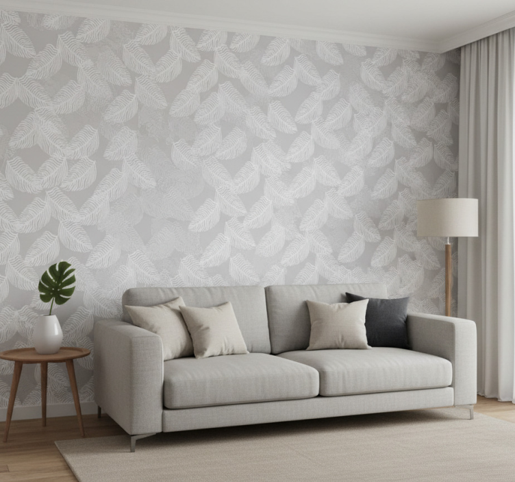 Tapete modern grau minimalistisches blumenmuster - TenStickers