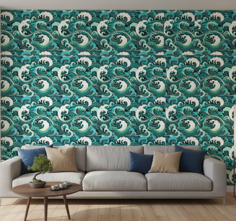Tapete modern große welle im japanischen stil - TenStickers