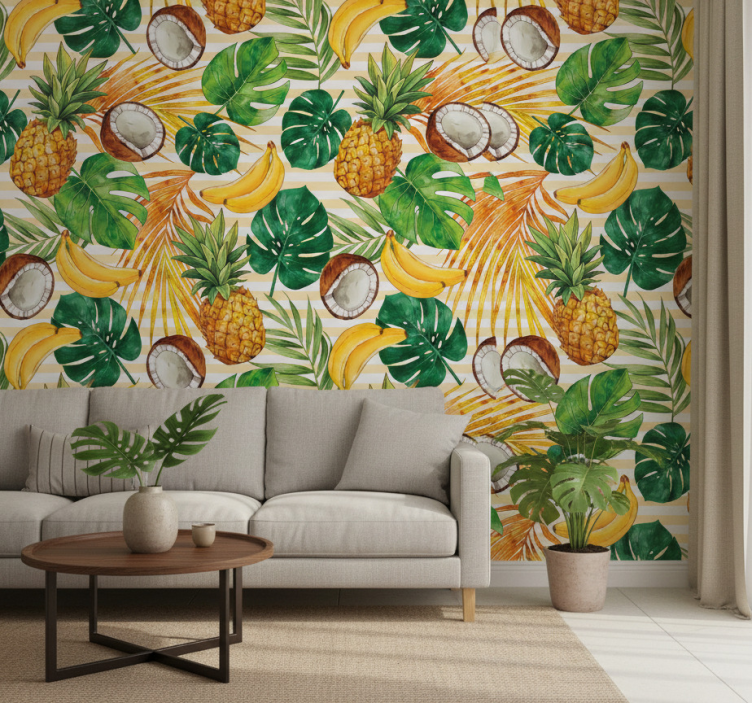 Tapete modern handgemaltes sommerliches tropenmuster - TenStickers