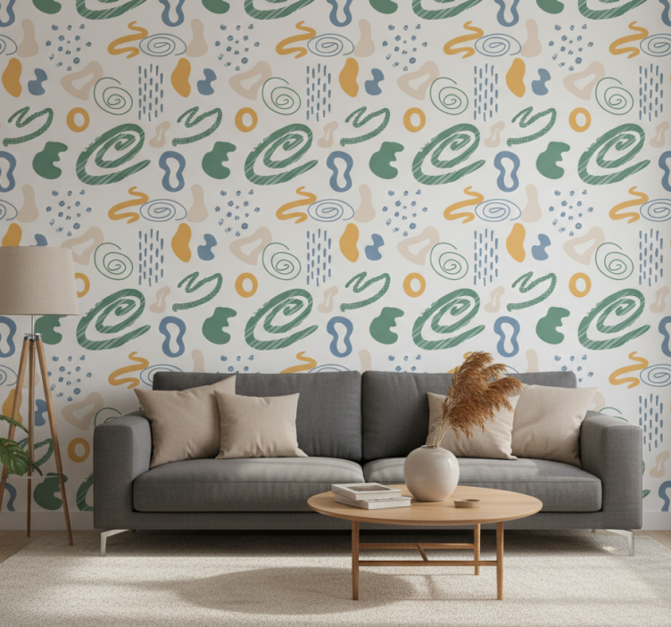 Tapete modern mit abstrakten gemalten formen - TenStickers