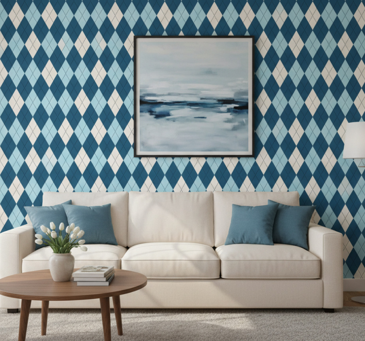Tapete modern mit blauem diamantmuster - TenStickers