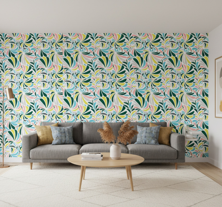 Tapete modern mit bunten geflochtenen federn - TenStickers