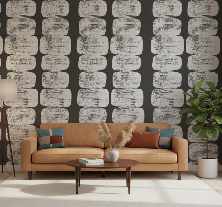 Tapete modern mit geometrischen formen im mid-century-stil - TenStickers