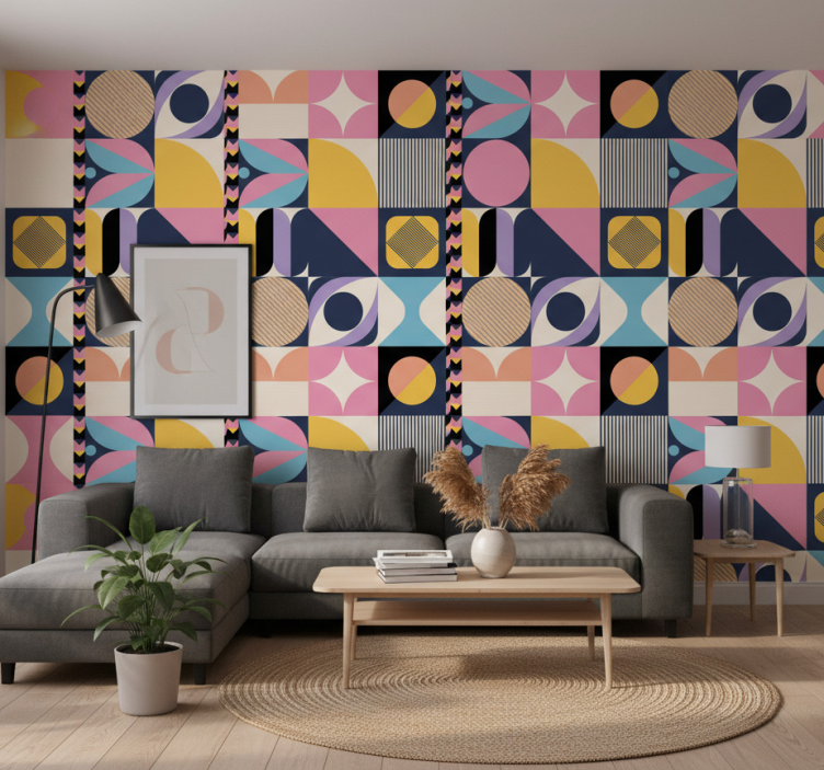 Tapete modern mit geometrischer figurenmalerei - TenStickers