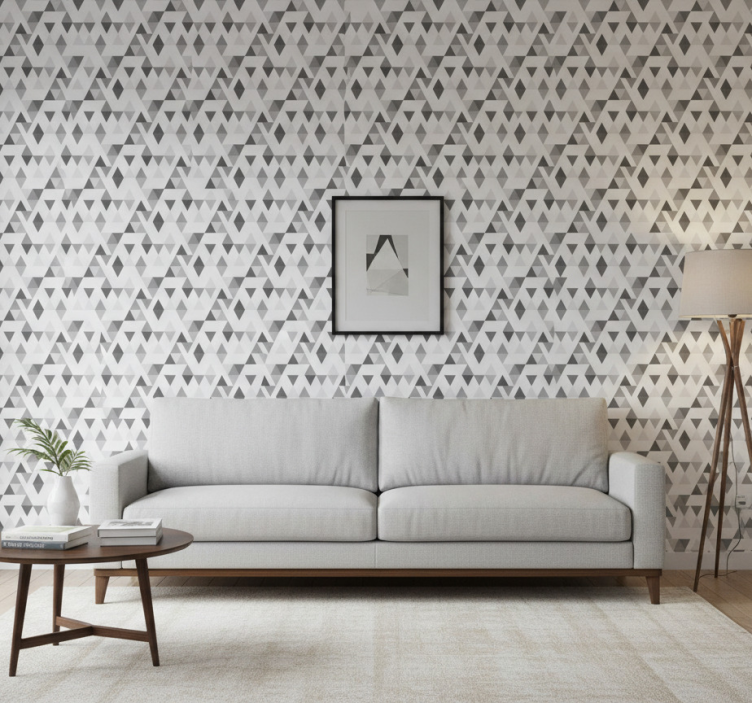 Tapete modern mit grauem dreiecksmuster - TenStickers
