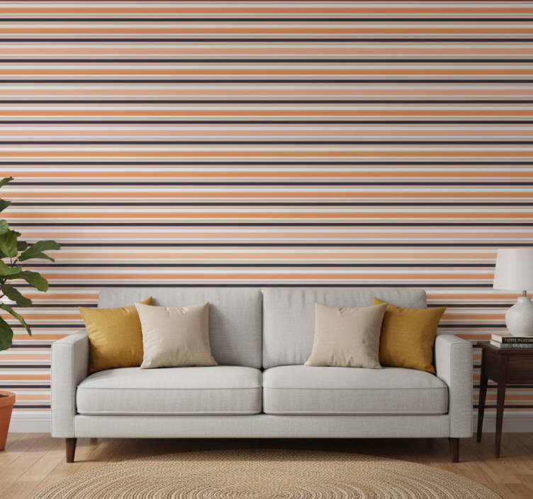 Tapete modern mit horizontalem pastellgestreiften muster - TenStickers