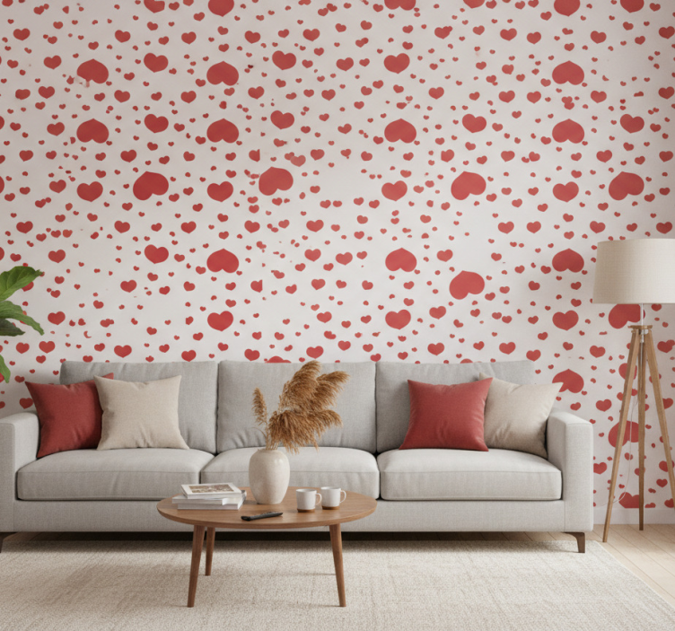 Tapete modern mit kleinen und großen herzen - TenStickers