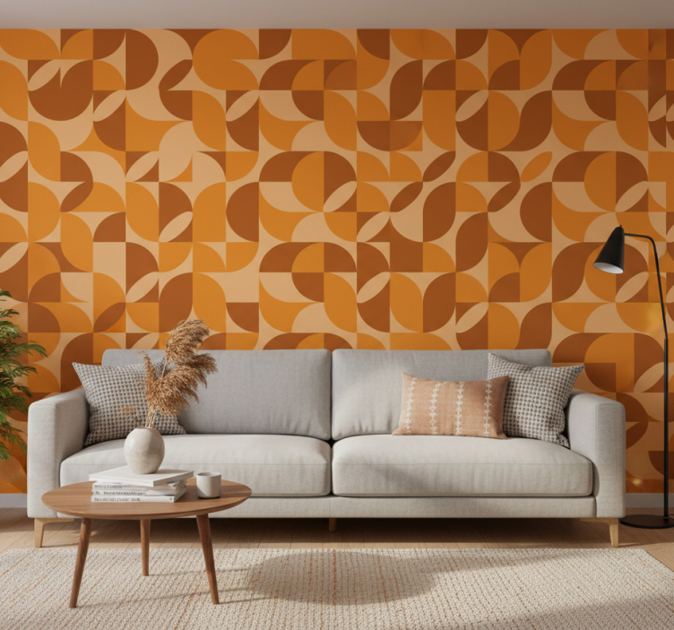 Tapete modern mit retro orangefarbenen figuren - TenStickers