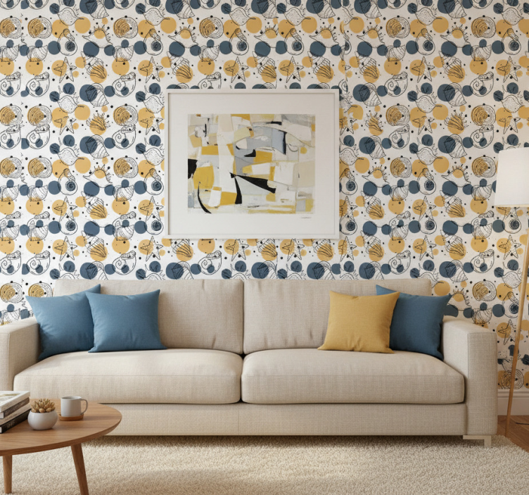 Tapete modern muster mit muscheln - TenStickers