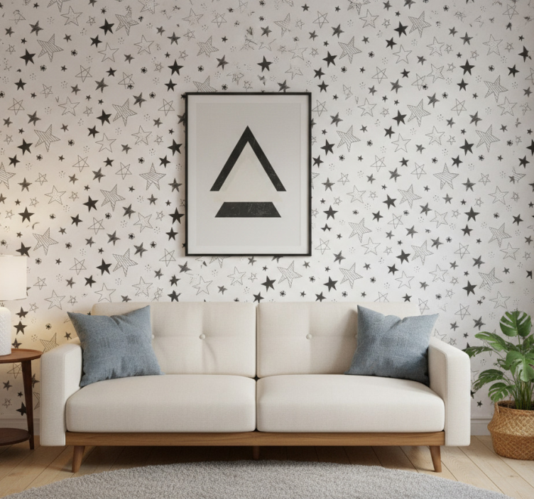 Tapete modern punkte und sterne - TenStickers