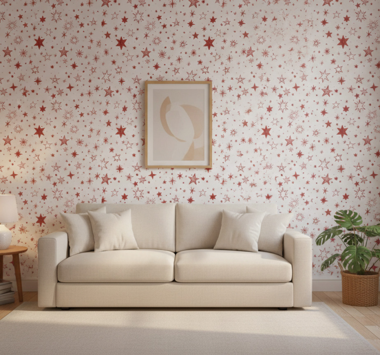 Tapete modern rote aquarellsterne - TenStickers