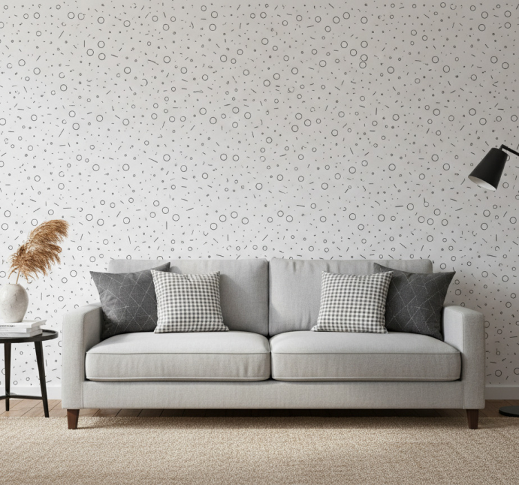 Tapete modern schwarz-weiß muster mit formen - TenStickers