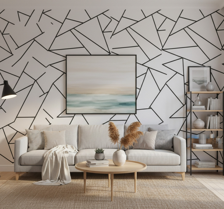 Tapete modern schwarze geometrische linien minimalistisches desig - TenStickers