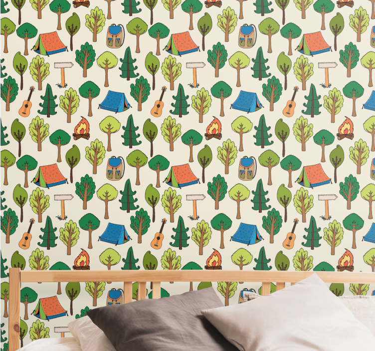 Tapete Natur Camping Zeichnungen - TenStickers