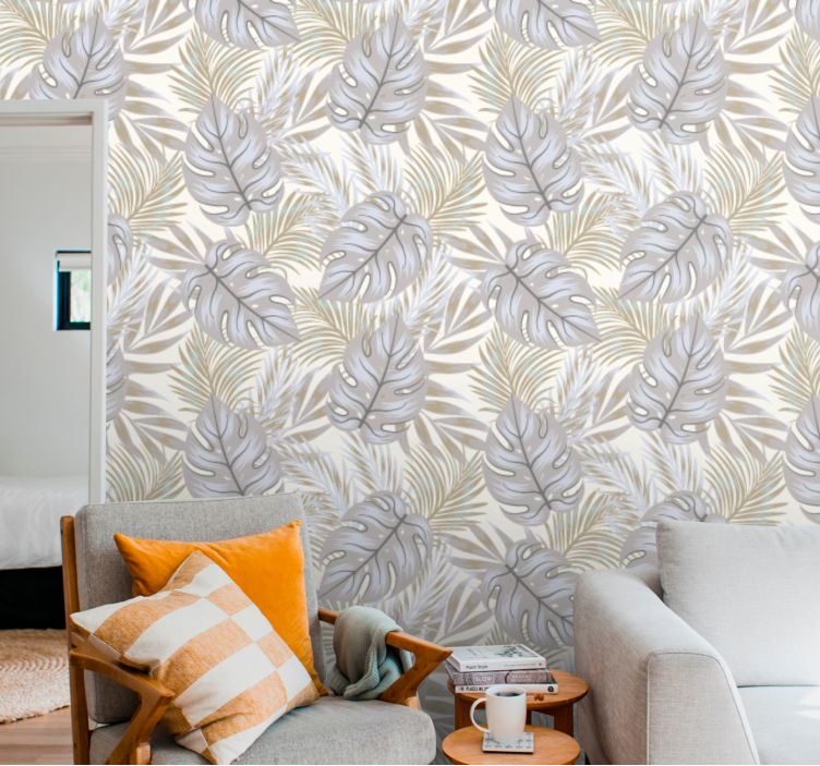 Tapete Natur Blätter elegantes Monstera-Motiv - TenStickers