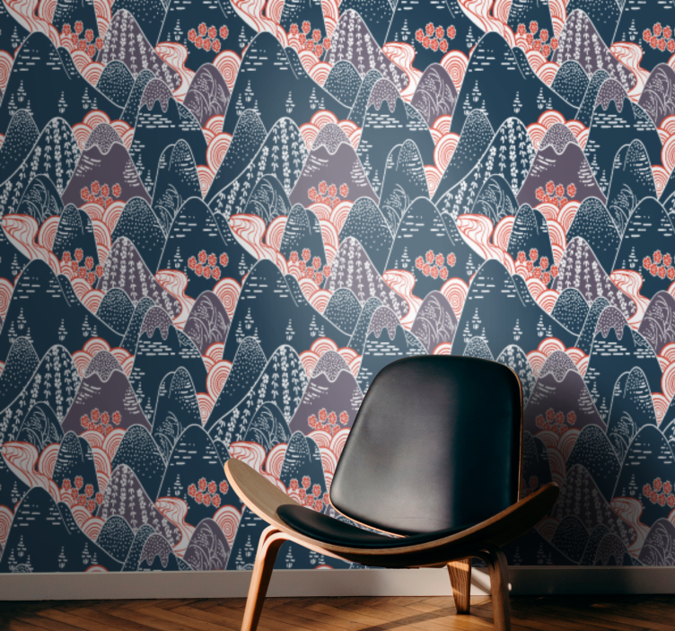 Fototapete Natur stilisierte Bergkette - TenStickers