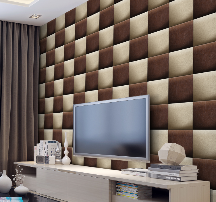 Tapete Quadrate leder schachmuster - TenStickers