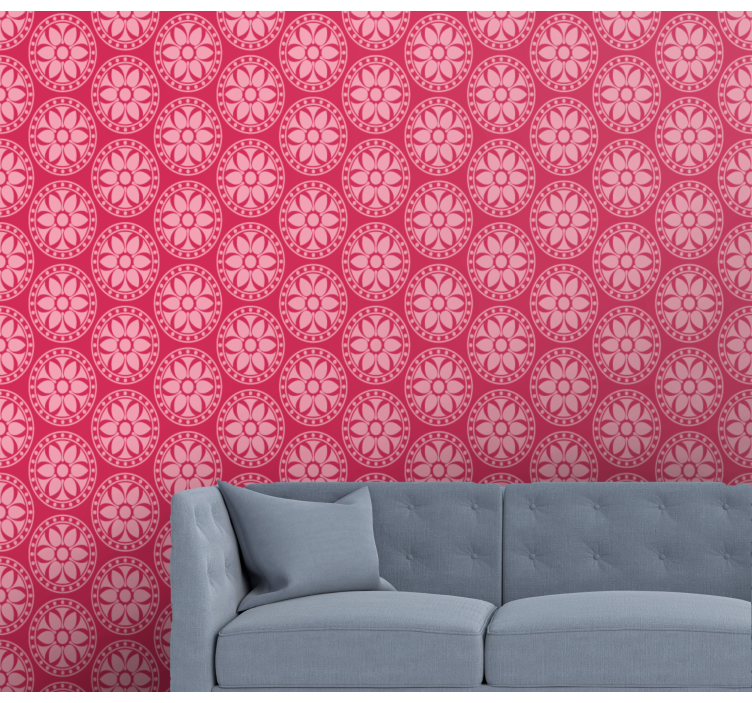 Tapete rosa geometrisches blumenmotiv - TenStickers