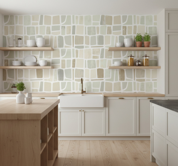 Tapete rustikal geometrische formen in hellen farben - TenStickers