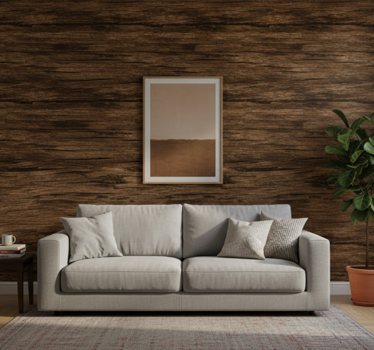 Tapete rustikal gestreift dunkelbraun - TenStickers