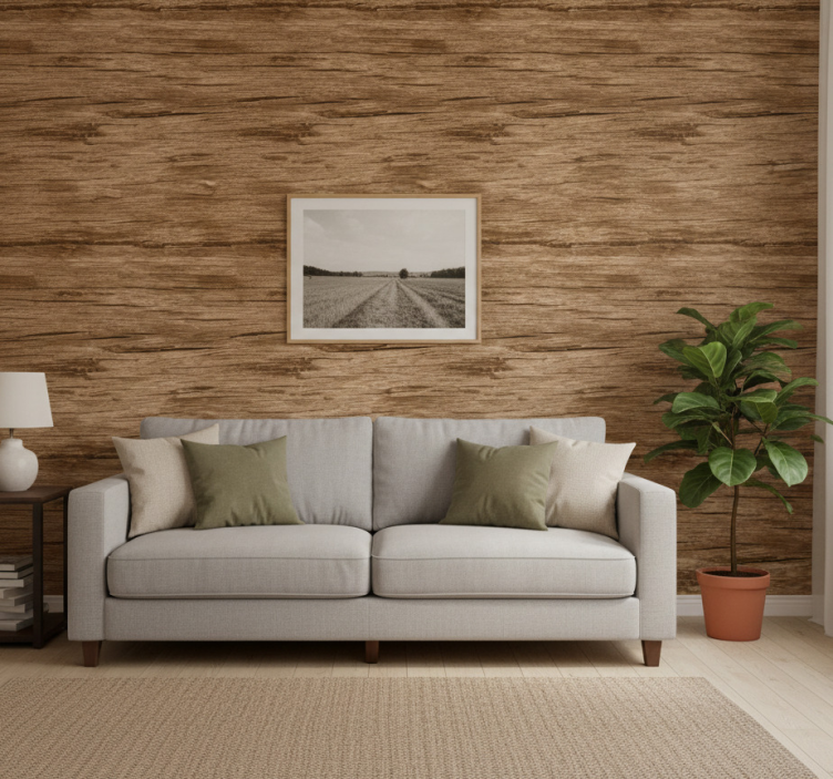 Tapete rustikal gestreift hellbraun - TenStickers