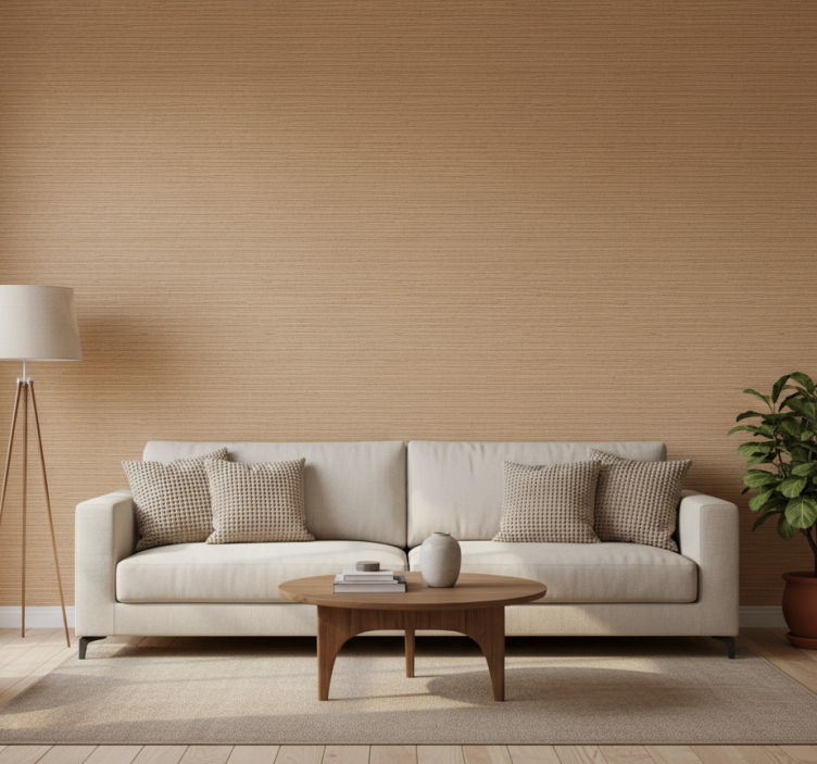 Tapete rustikal mit gestreiften hellbraunen brettern - TenStickers