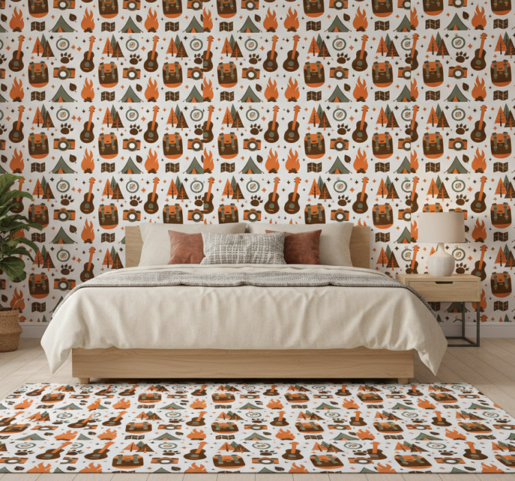 Tapete schlafzimmer berge bär holz feuer - TenStickers