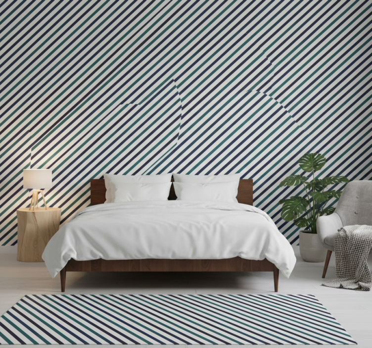 Tapete schlafzimmer blaue diagonale streifen - TenStickers