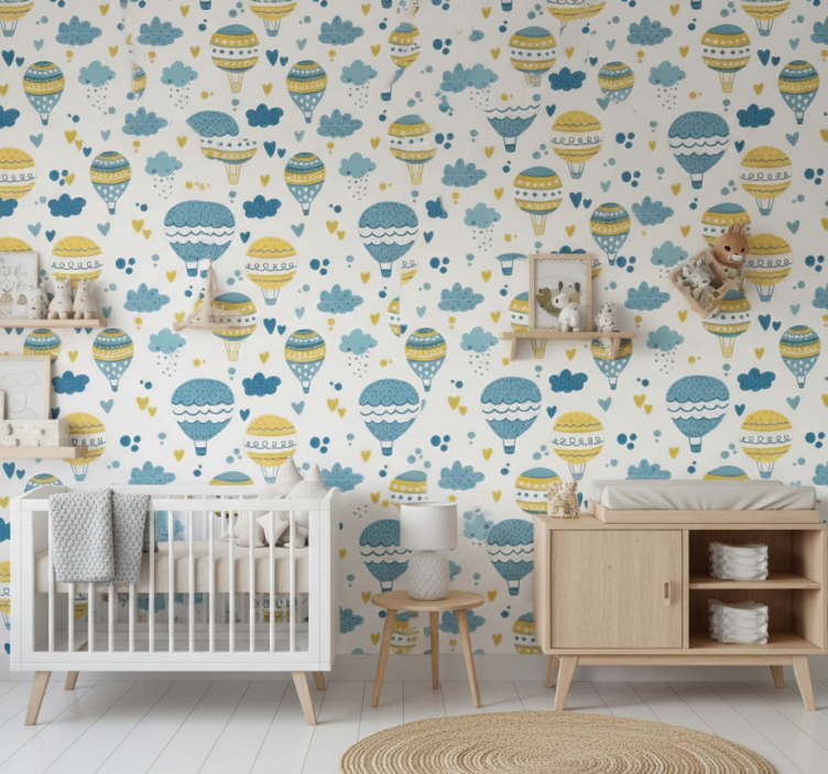 Tapete schlafzimmer bunte ballons und wolken - TenStickers