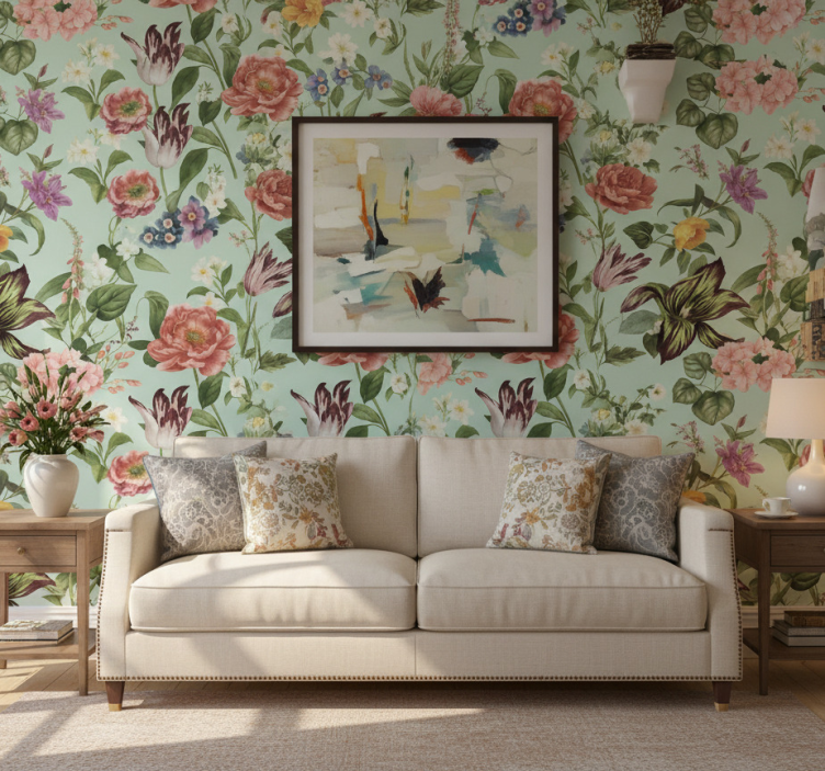 Tapete schlafzimmer bunte frühlingsblumen - TenStickers