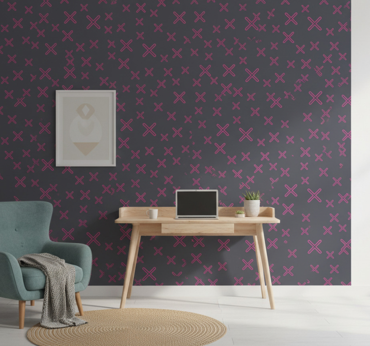 Tapete schlafzimmer bunte geometrische kreuze - TenStickers