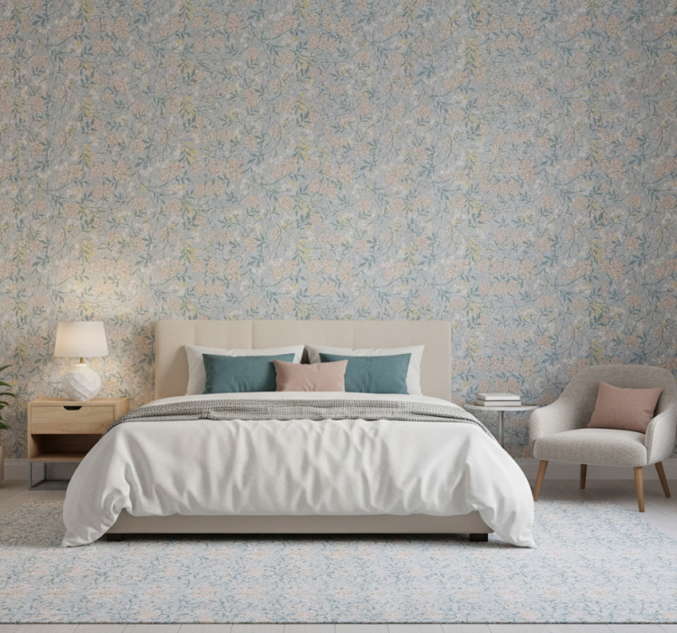 Tapete schlafzimmer elegantes blumenmuster der 80er - TenStickers